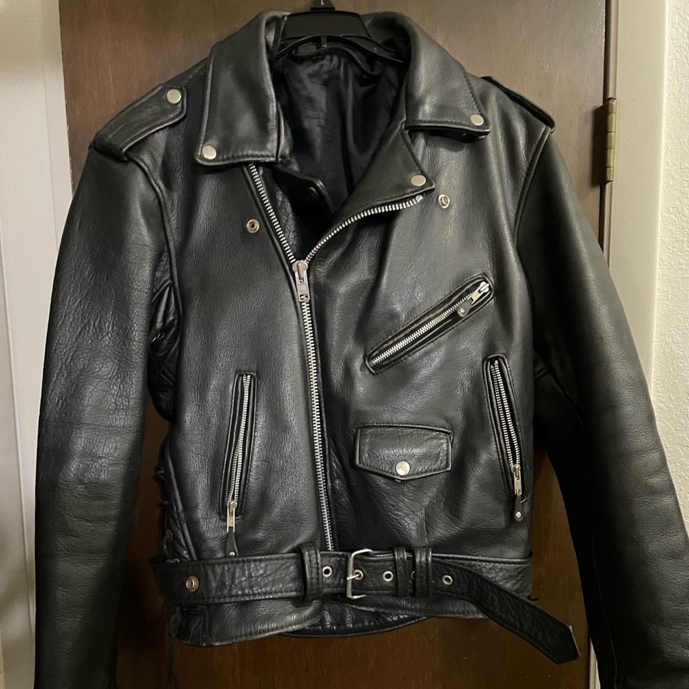 Mens leather riding jacket